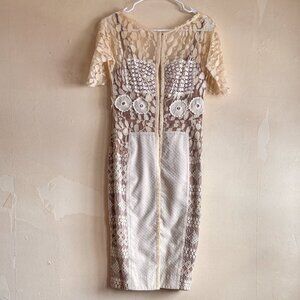 Pristine Vintage Embroidered and Lace White Mini Dress Small